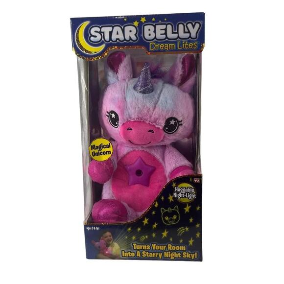 Star Belly Dream Lites Pink & Purple Unicorn Huggable Kids Night Light - Picture 1 of 8